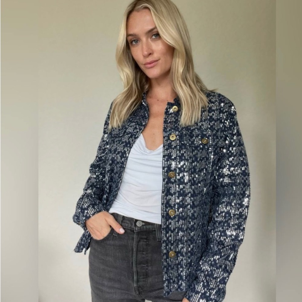 NWT Six-fifty sequin denim jacket